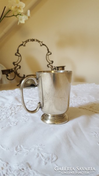 English silver-plated glass, mug