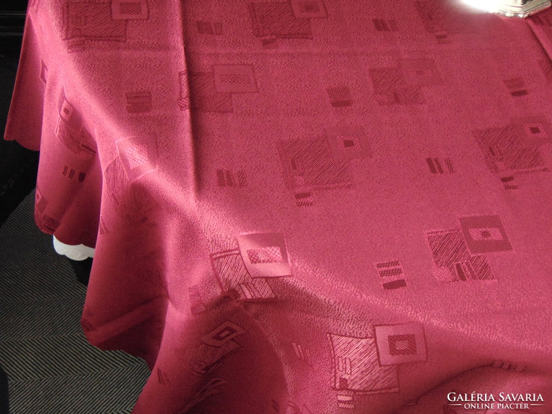 Fabulous burgundy red silk damask tablecloth 158 x 256 cm