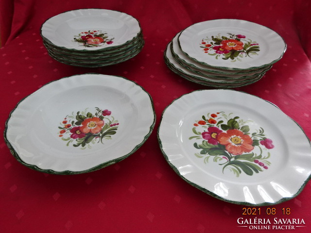Pagnossin Treviso Italy. Earthenware, antique, hand-painted, 6-piece deep and flat plate. He has!
