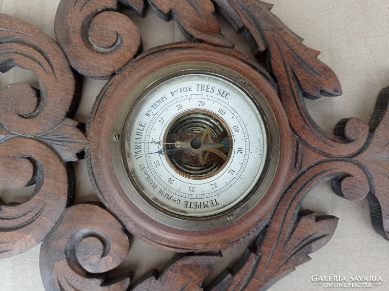 Antik dúsan faragott ónémet fali hőmérős barométer működő 4416