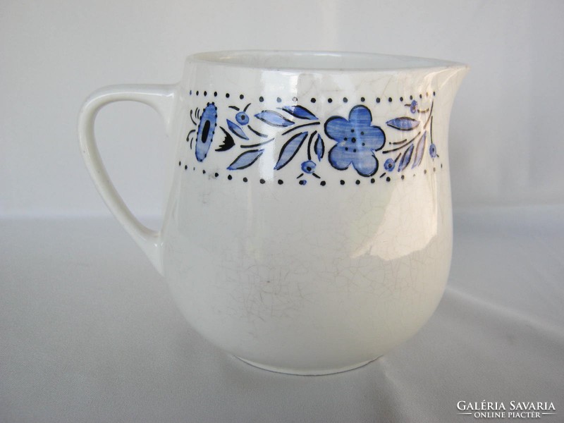 Large granite ceramic mug with blue flowers