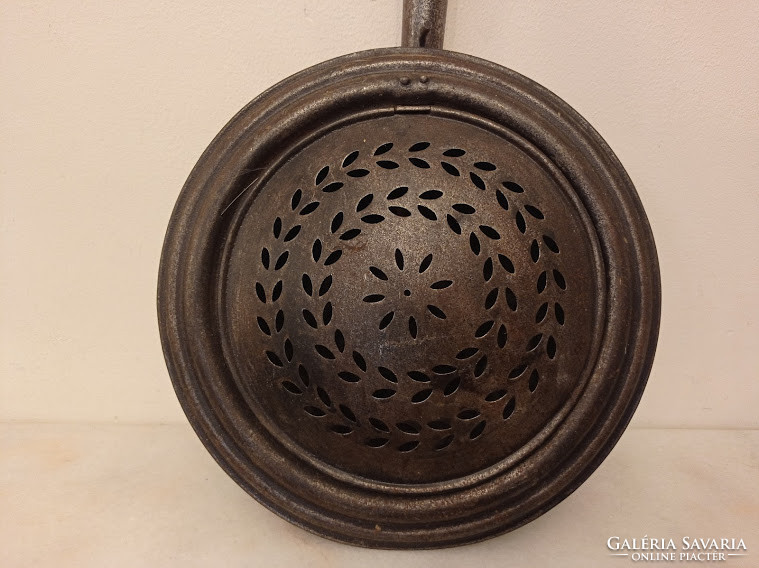 Antik konyhai eszköz esztergált nyeles felnyitható fedelű kávé pörkölő 4387