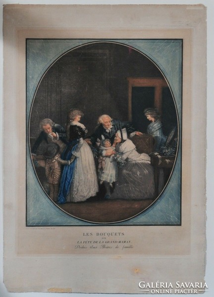Philibert- Louis Debucourt (1765-1832) Le Compliment és Les Bouquets litográfia