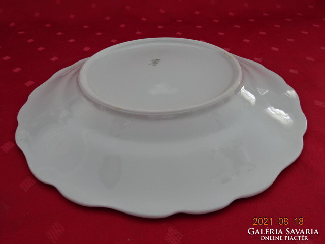 Zsolnay porcelain flat plate, antique, printed pattern, white, diameter 24.5 cm. Jokai.