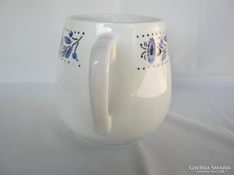 Large granite ceramic mug with blue flowers