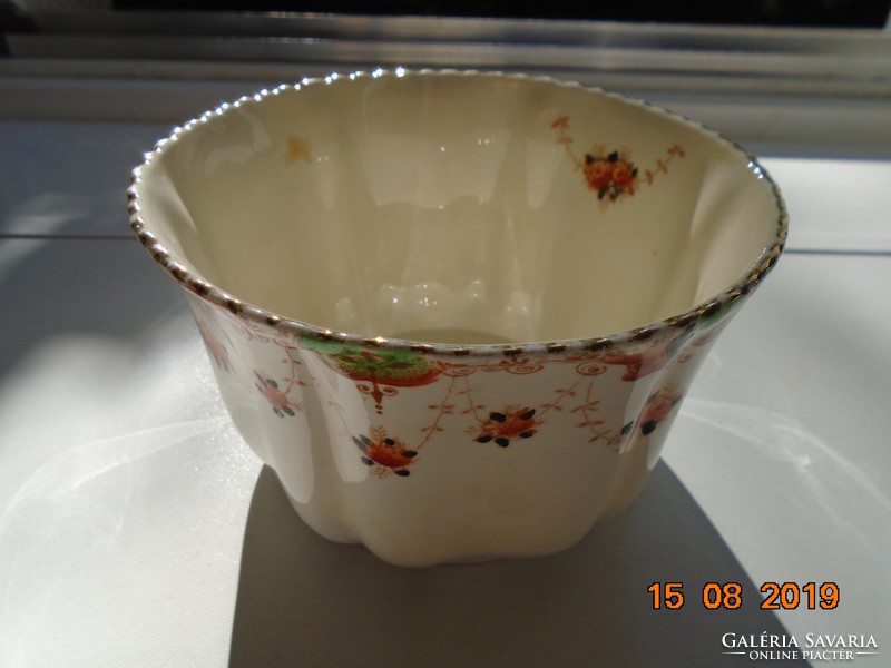 Antique English hand painted gilt fine porcelain large sugar bowl