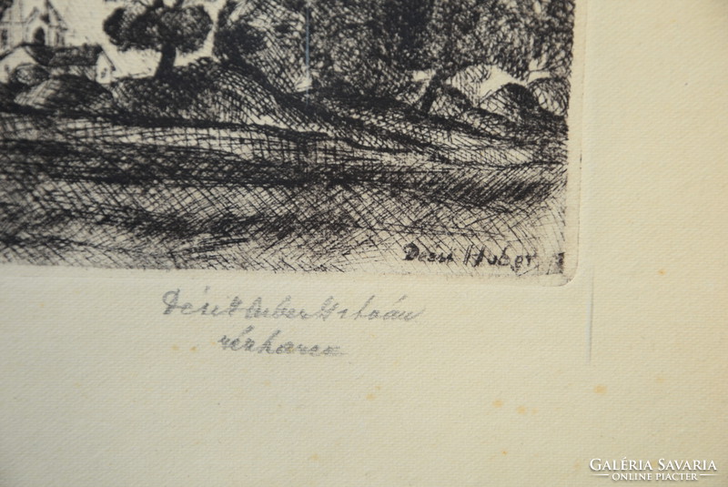 István Dési huber etching, 20x15cm, framed, signed