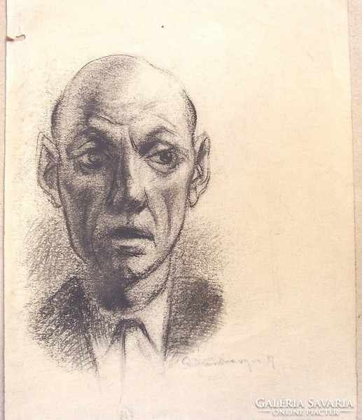 Attributed to Armand Schönberger (1885-1974) drawing studies, male portrait