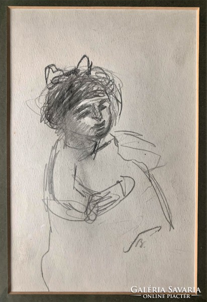 Róbert Berény pencil sketch, signed