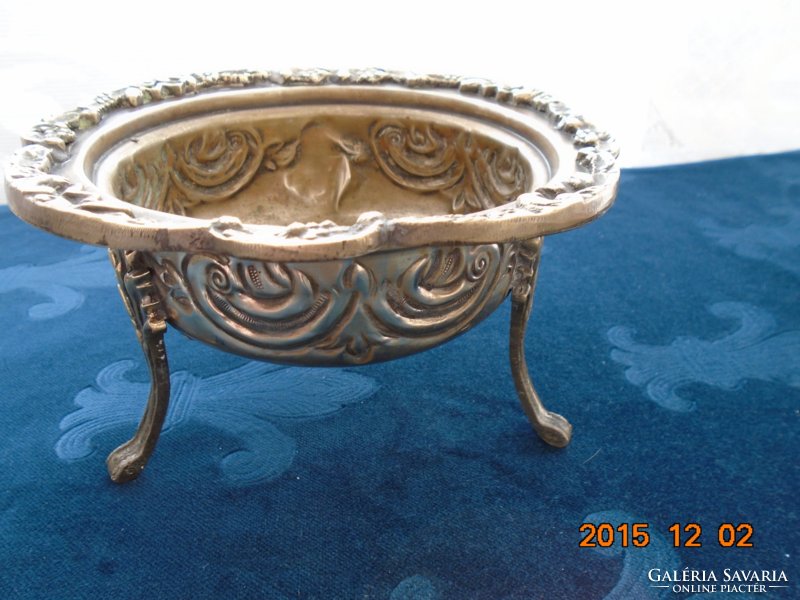 Moroccan silver-plated treble-punched domed 3-legged tray