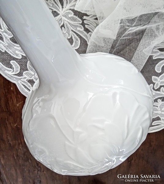 Herend art nouveau large vase with water lily white embossed pattern 27cm