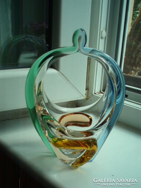 Heavy Murano glass basket