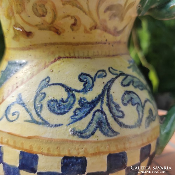 Antik kézi festett korsó ,korona,nemesi címer! Itália,Keràmia, különleges ritkaság