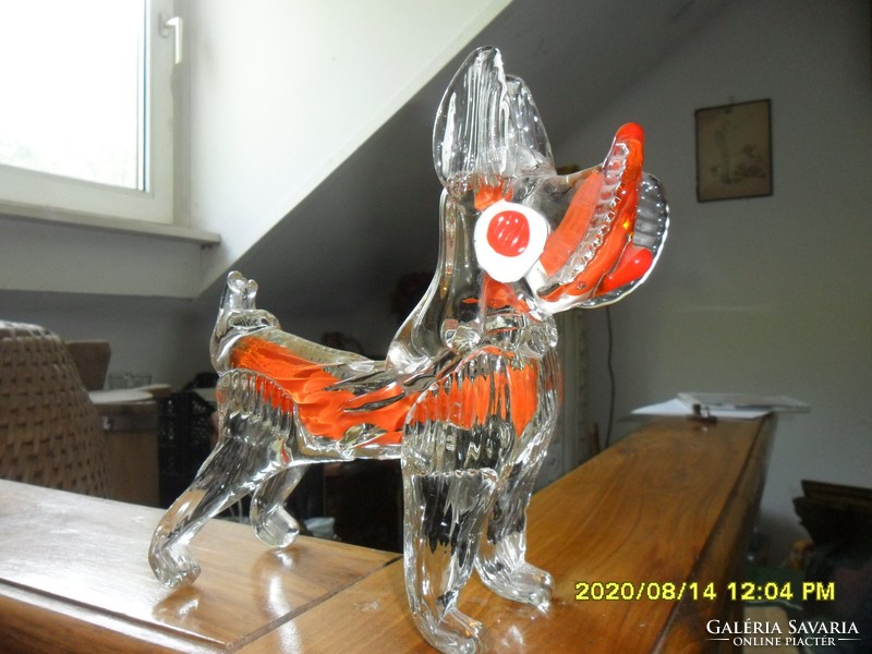 Muránói nagyon ritka nagyméretű  üveg kutya figura