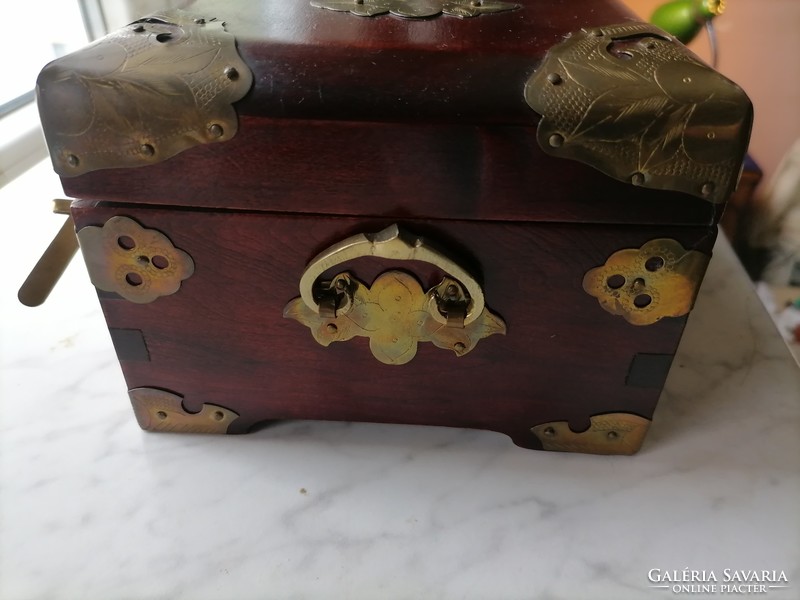 Antique copper minted wooden jewelry box with gift box