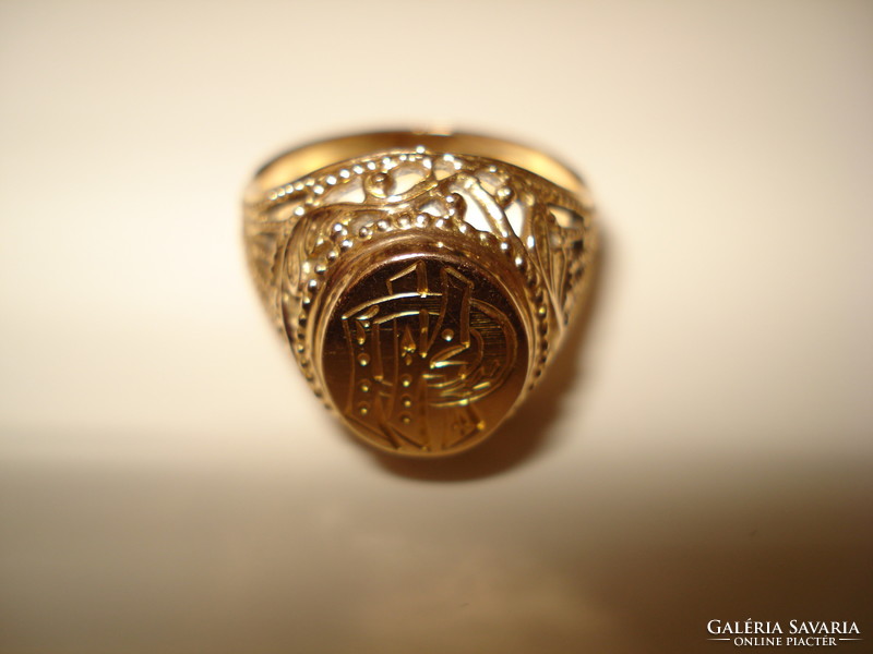 14 K women's custom-made monogram signet ring.