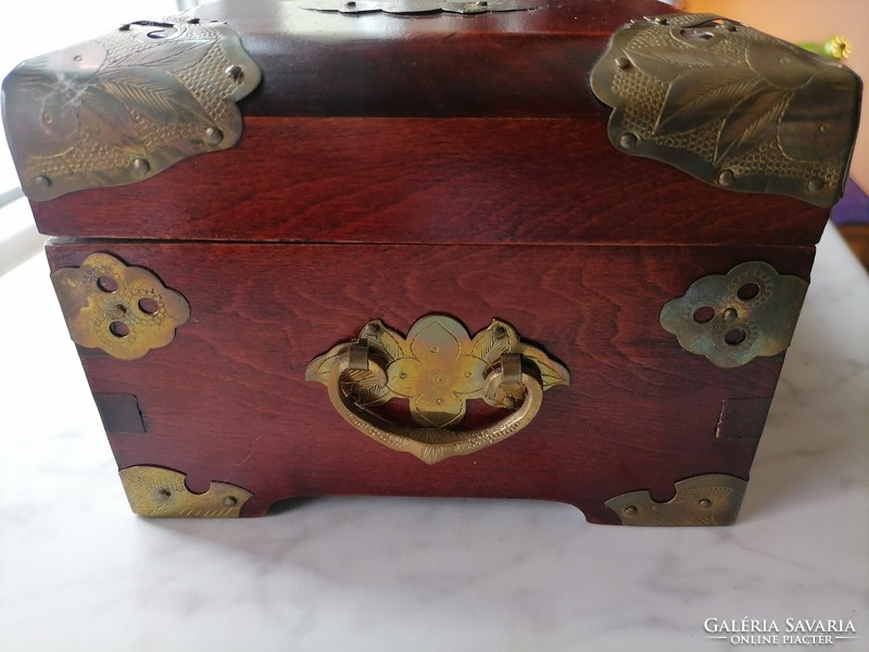 Antique copper minted wooden jewelry box with gift box