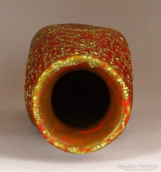 1F594 Narancssárga okker jelzett iparművészeti kerámia váza 29.5 cm