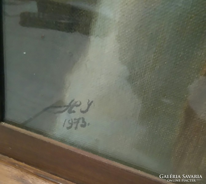 Nagyapó - káprázatos szignózott olajportré, üveglappal védve