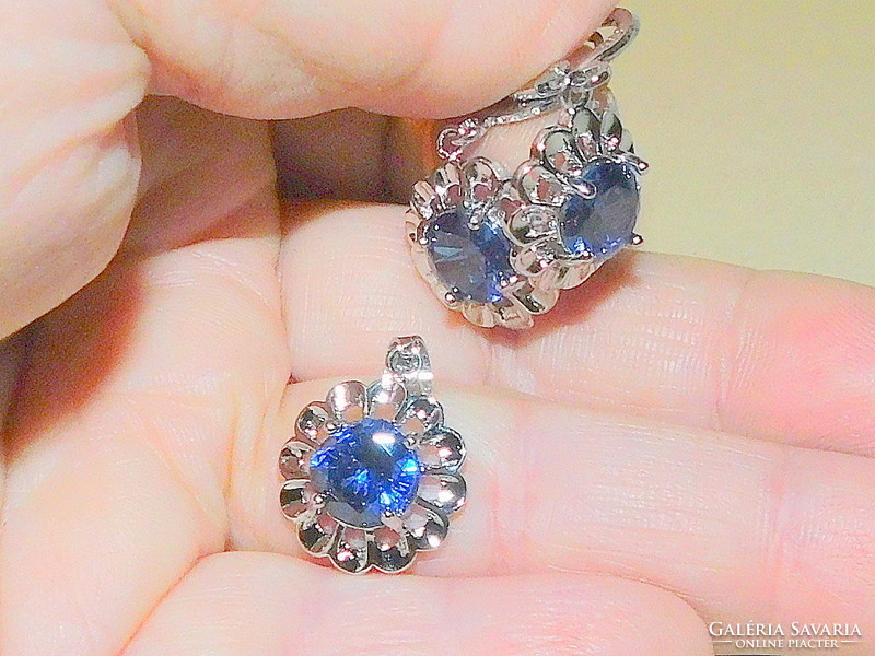 London blue crystal stony flower white gold gold filled jewelry set