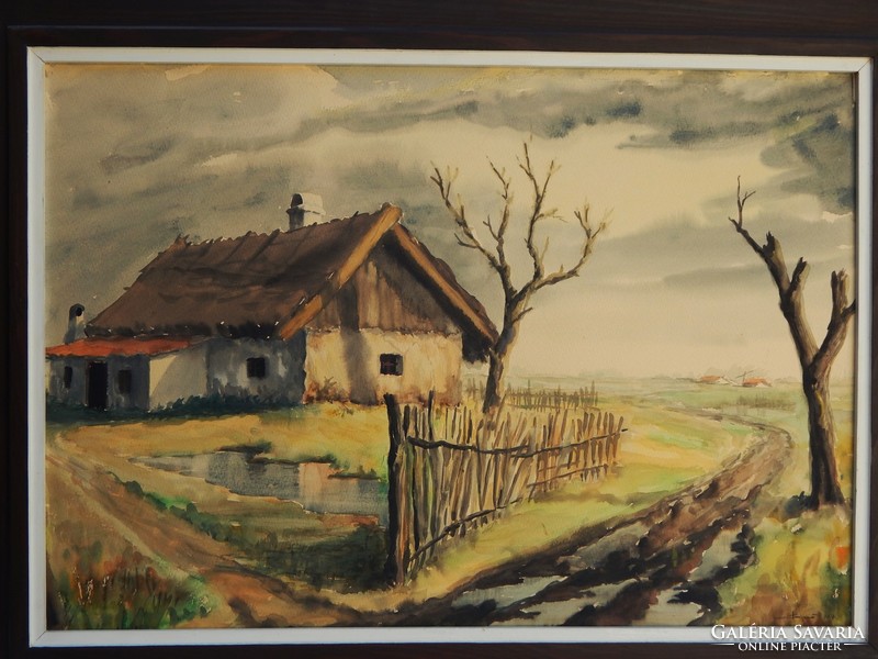 Dezső Ferenc (1931- 2004) nagyméretű akvarellje(2) keretben