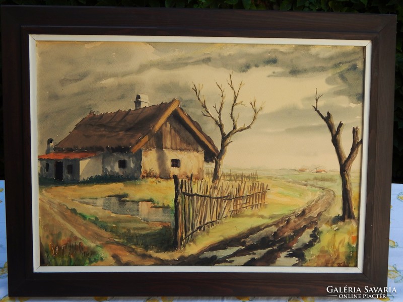 Dezső Ferenc (1931- 2004) nagyméretű akvarellje(2) keretben