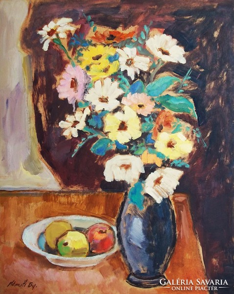 Flower still life with apples