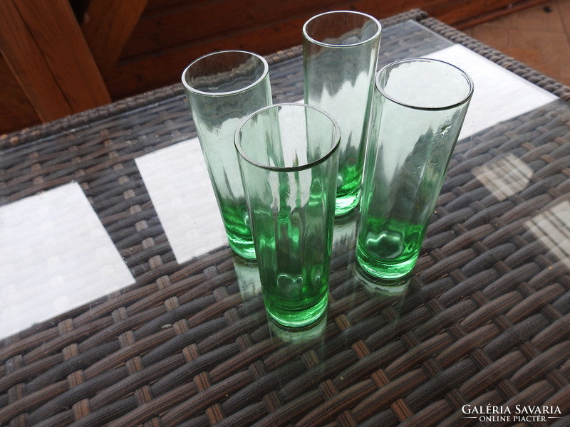 Art deco deep green cylindrical liquor cup set