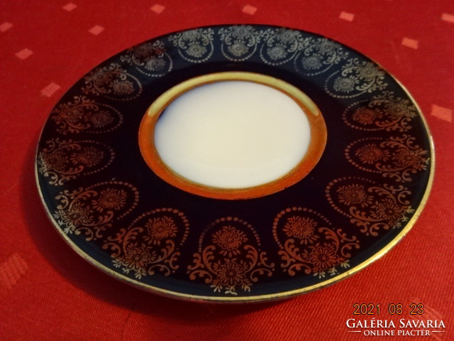 Victoria porcelain Austria, antique tea cup coaster, cobalt blue base with gold decoration. He has!