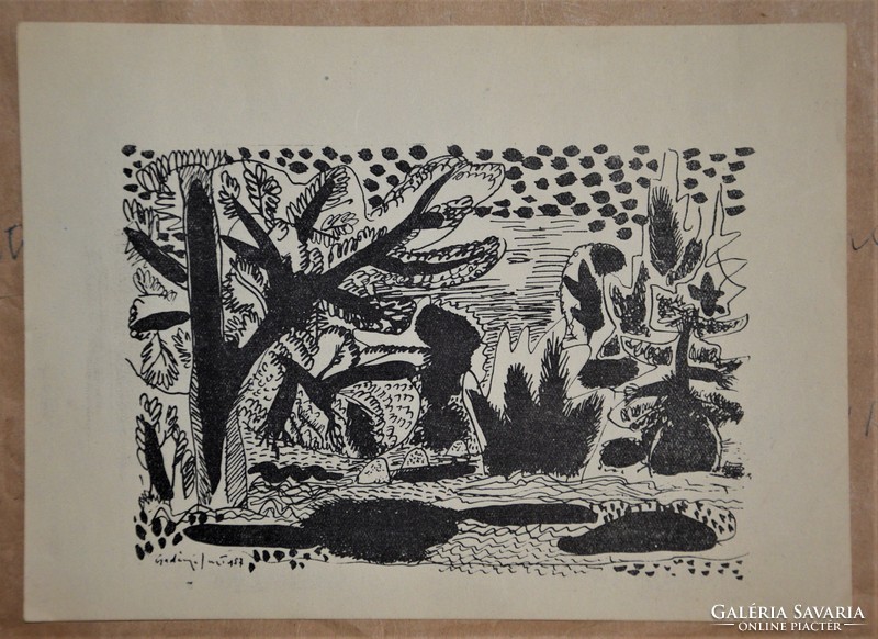 Gadányi Jenő (1896-1960) kőnyomat 19x14,5 cm, szignóval ellátva