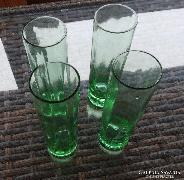 Art deco deep green cylindrical liquor cup set