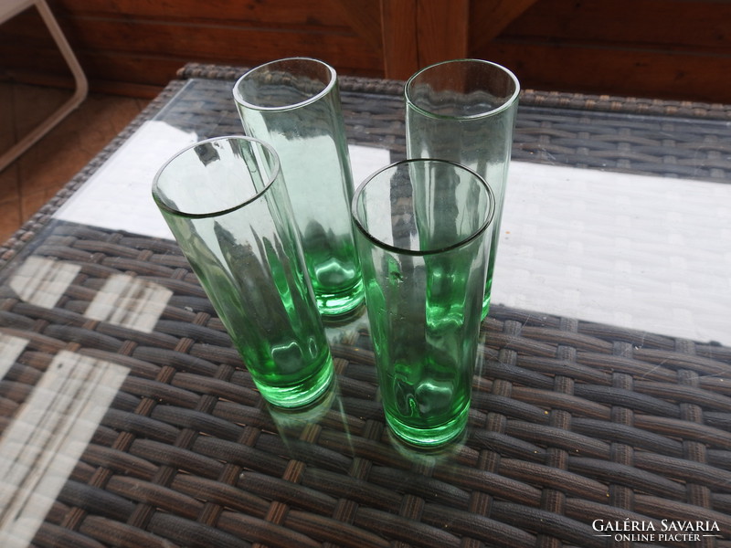 Art deco deep green cylindrical liquor cup set