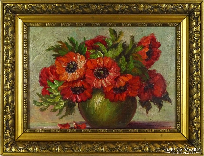 1F806 Magyar festő XX. század : Asztali pipacsos virágcsendélet