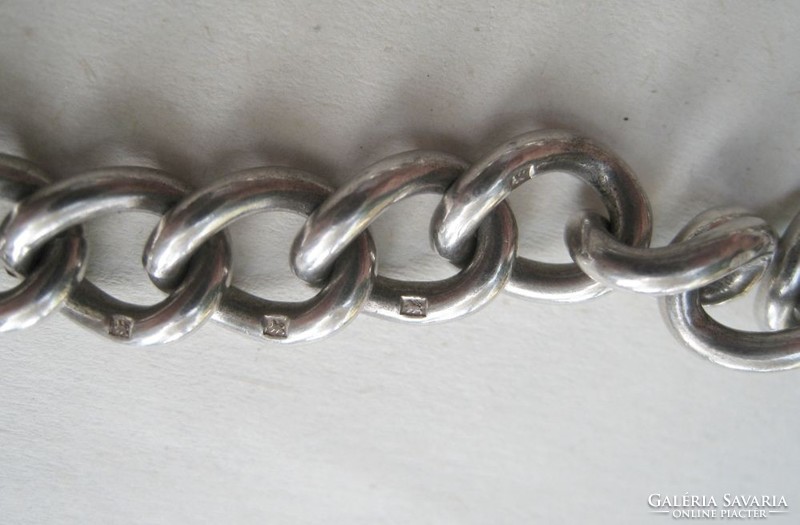 Spectacular extra thick silver bracelet with padlock, male-female, vintage