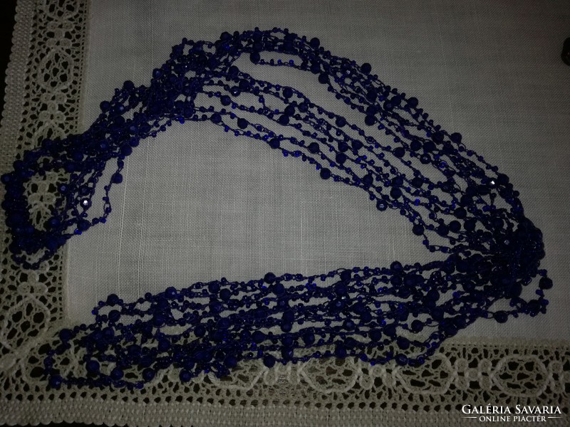 Royal blue delicate string of 6 rows of pearls