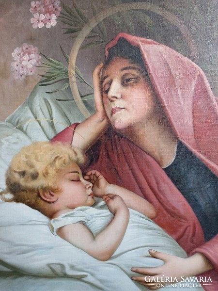 Zdeněk Máčel : Madonna gyermekével - eredeti olajfestmény