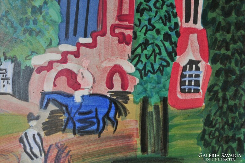 Raoul Dufy (1877-1953) Eredeti plakát, Le Paddock á Deauville, 1964