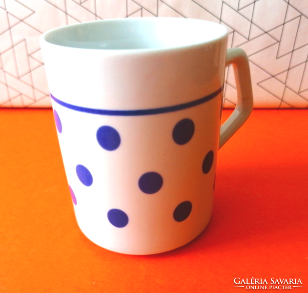 Retro zsolnay blue polka dot cup with mug. 1.