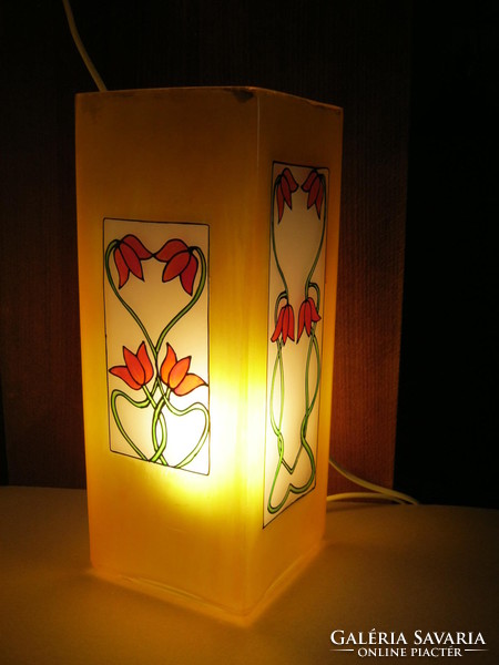 IKEA kézzel festett tulipános üveg lámpa