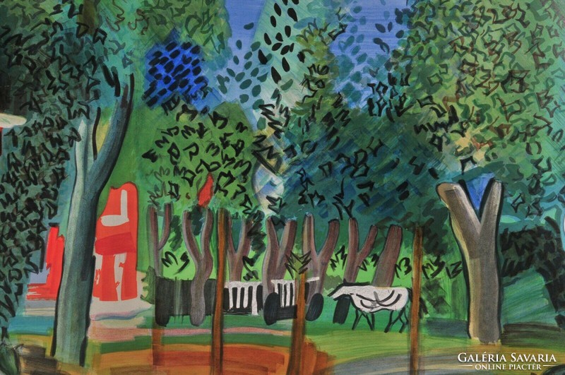 Raoul Dufy (1877-1953) Eredeti plakát, Le Paddock á Deauville, 1964