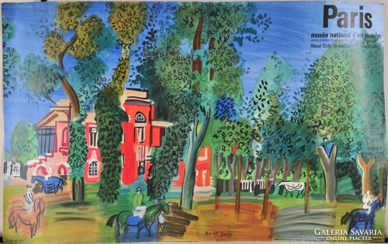 Raoul Dufy (1877-1953) Eredeti plakát, Le Paddock á Deauville, 1964
