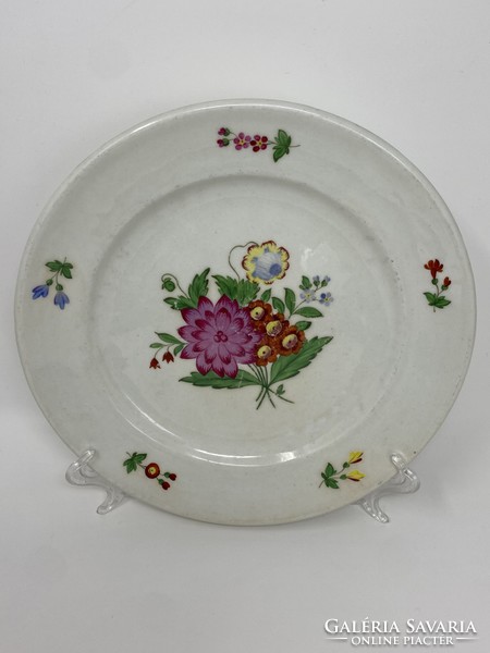 Antik Alt Wien virágokkal díszített porcelán tányér 1856-ból- CZ