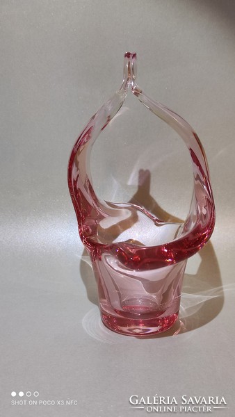 Czech glass rosé amethyst colored basket offering candy