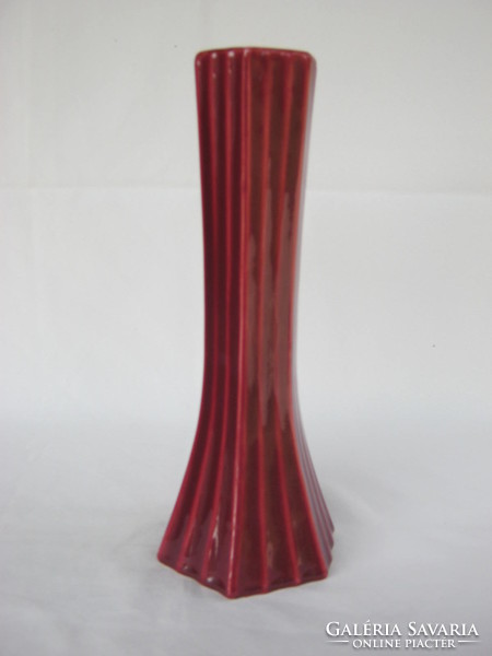 Retro ... Jeweled craft burgundy ceramic vase