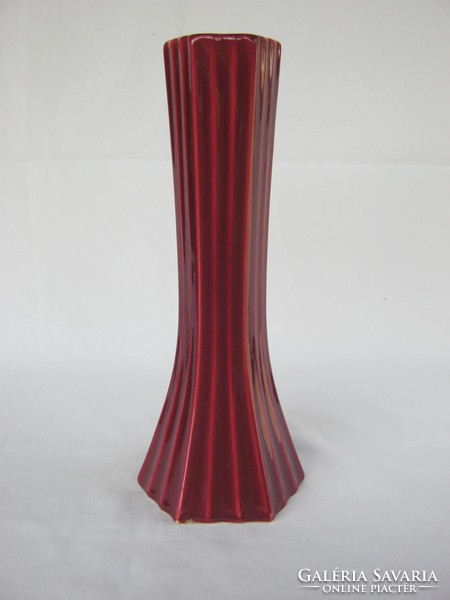 Retro ... zsűrizett iparművészeti bordó kerámia váza