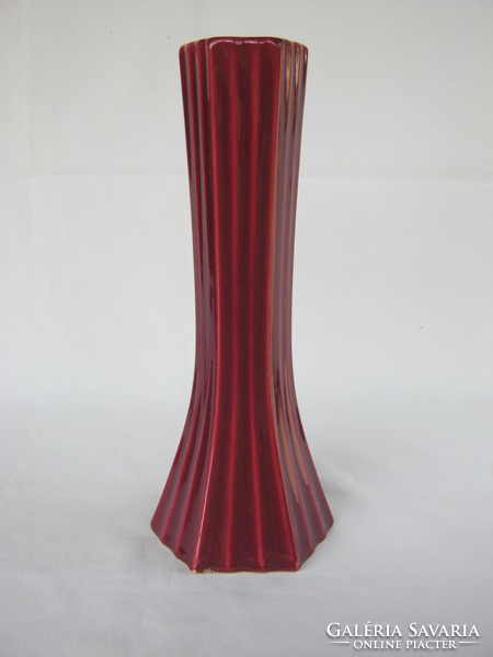 Retro ... Jeweled craft burgundy ceramic vase