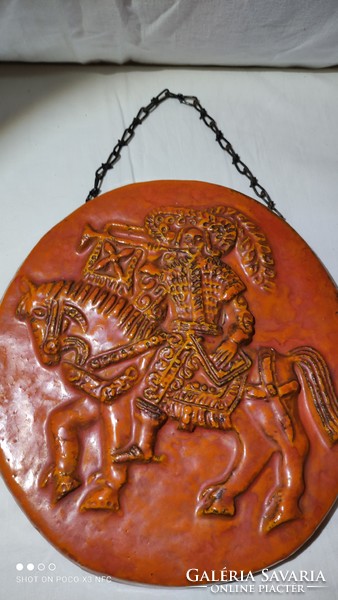 Marked ceramic rider knight wall ornament wall image