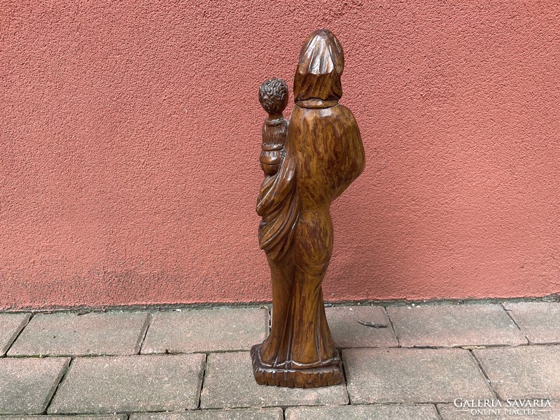Virgin Mary with child Jesus wooden sculpture carving 47cm