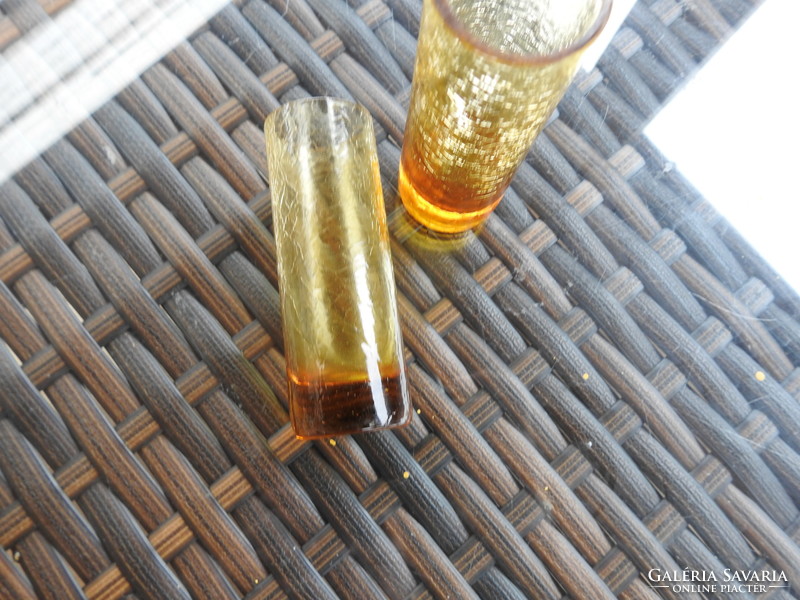 Pair of art deco amber cylindrical liquor cups