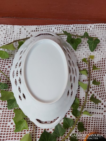 Gyönyörű virágos rózsás porcelán kínáló tál kisebb pecsenyés  asztalközép Gyűjtői darab
